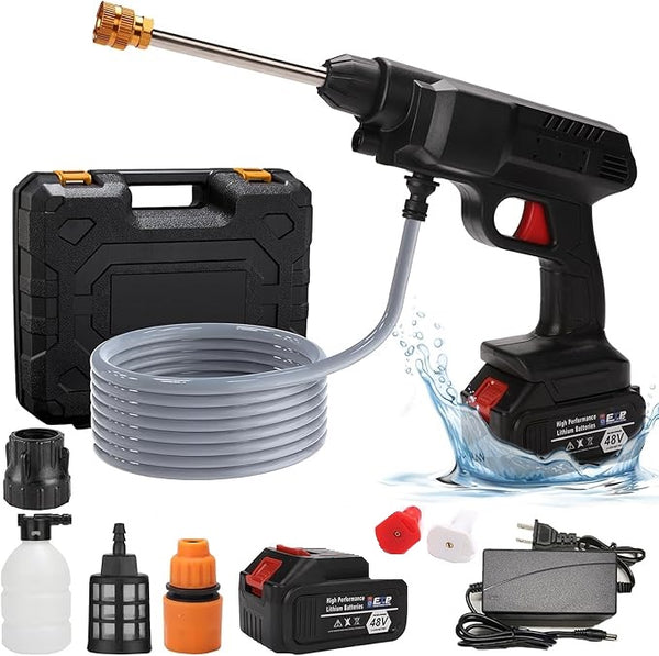 Idropulitrice portatile + 2 batterie + aspirapolvere per auto in omaggio